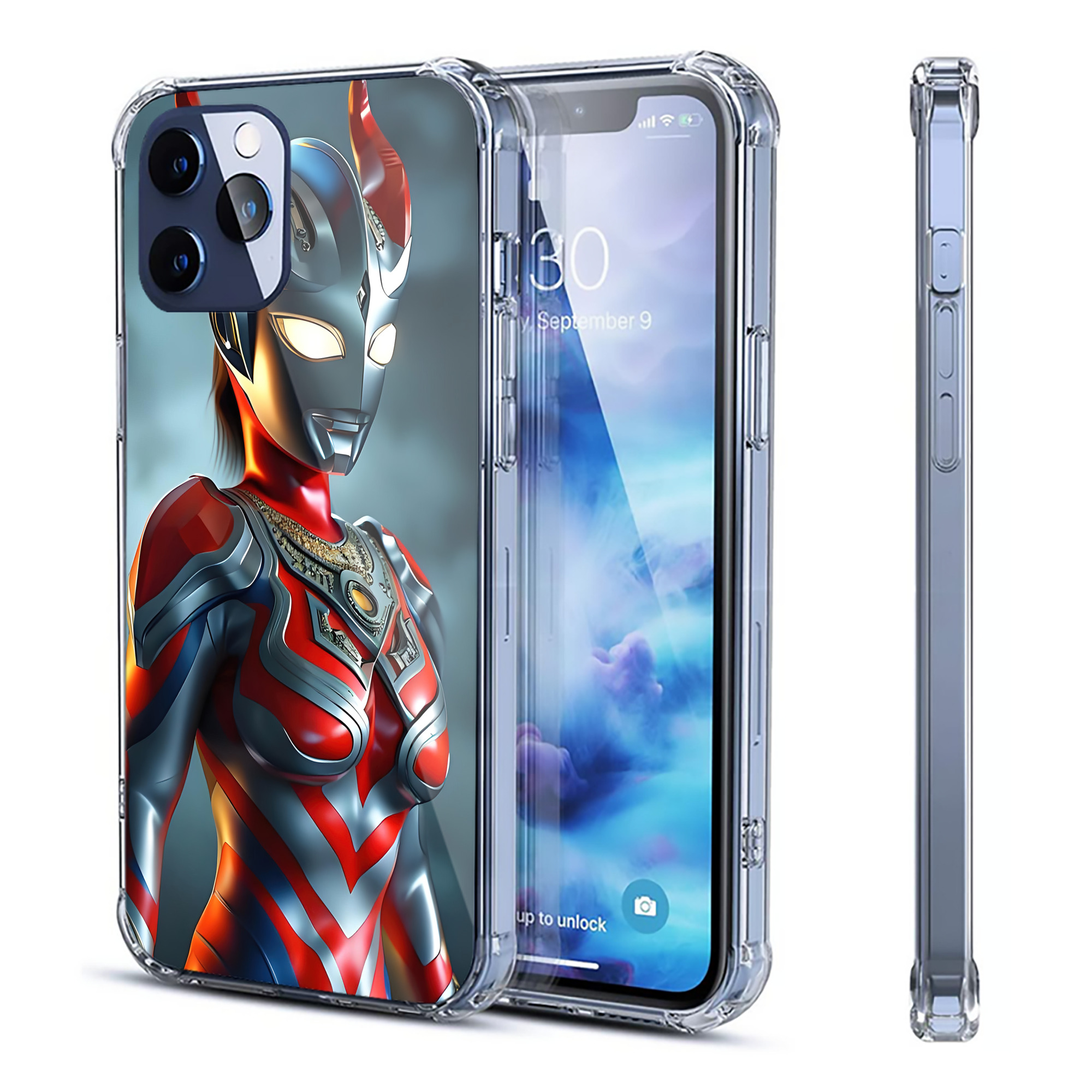 （画像用） ウルトラマン Ultraman 【iPhone 12シリーズ対応】透明スマホケース（クリアソフトケース）